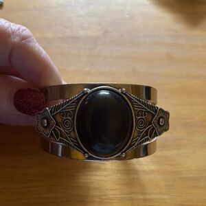 Silver and Black Ornate Cuff Bracelet